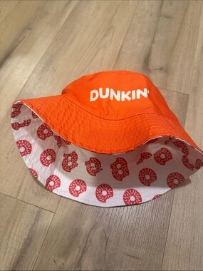 Dunkin' Orange Reversible Bucket Hat with Donut Print